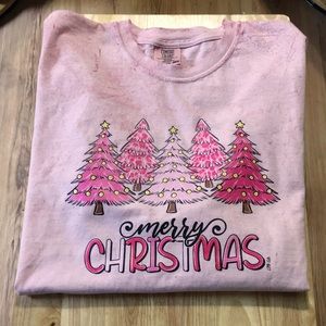 Ladies Acid Wash Merry Christmas Trees T-Shirt by Comfort Colors Size 2X NWOT